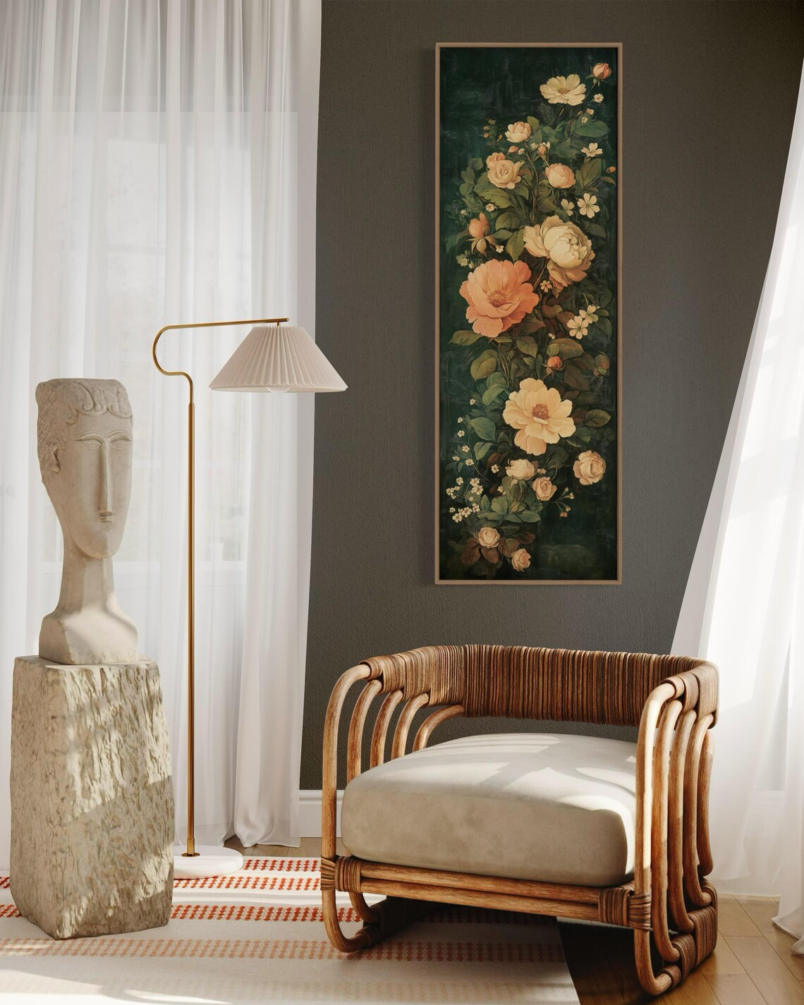 Vintage Floral Vertical Art Print, Moody Warm Tones - Image 4