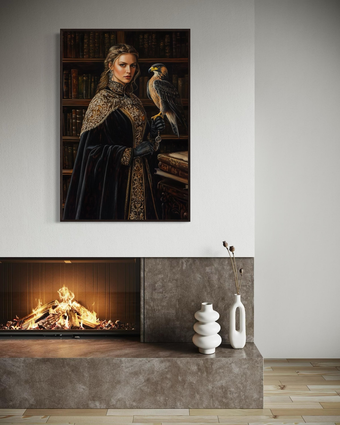 Freya Norse Goddess Victorian Falcon Art Print - Image 4