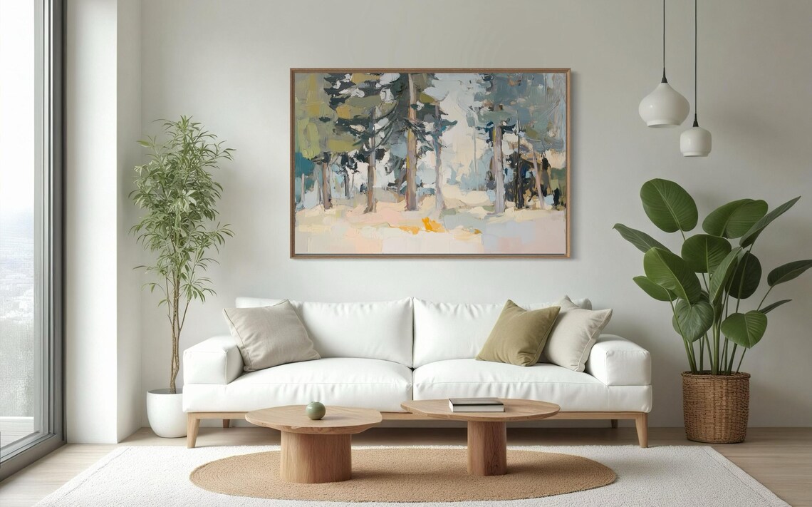 Impressionist Pine Tree Art Print, Rustic Forest - Image 2