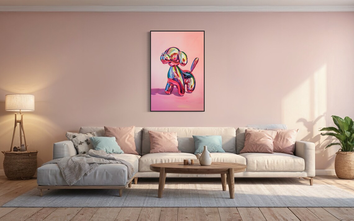 Balloon Dog Print, Pop Culture Pup in Blush Pink - Image 5