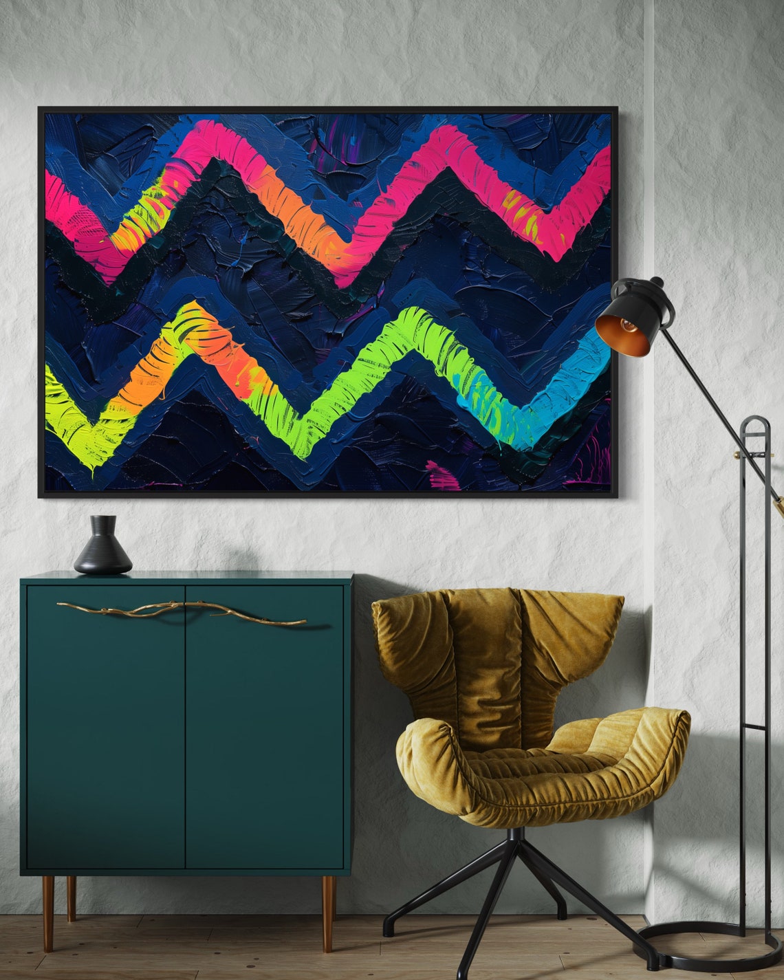 Zigzag Wall Art Vibrant Abstract Print With Bold Colors Modern Design And Geometric Accent For Home And Office Decor - Image 5