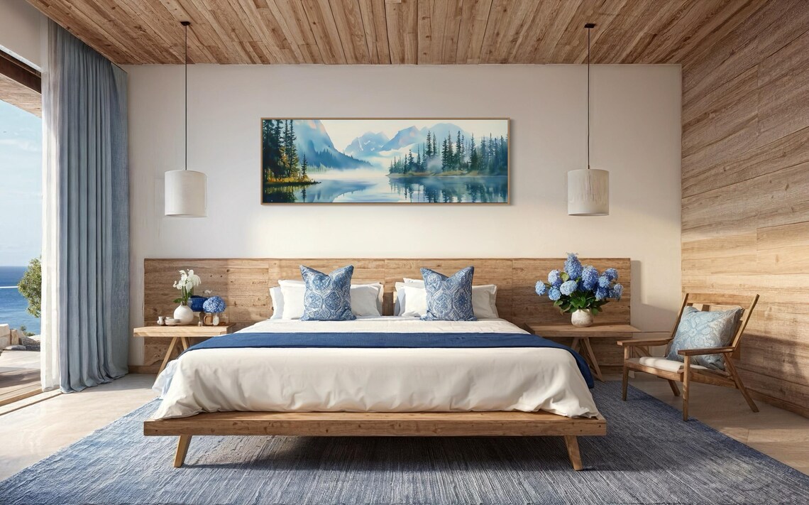 Misty Mountain Lake Panoramic Nature Print - Image 2