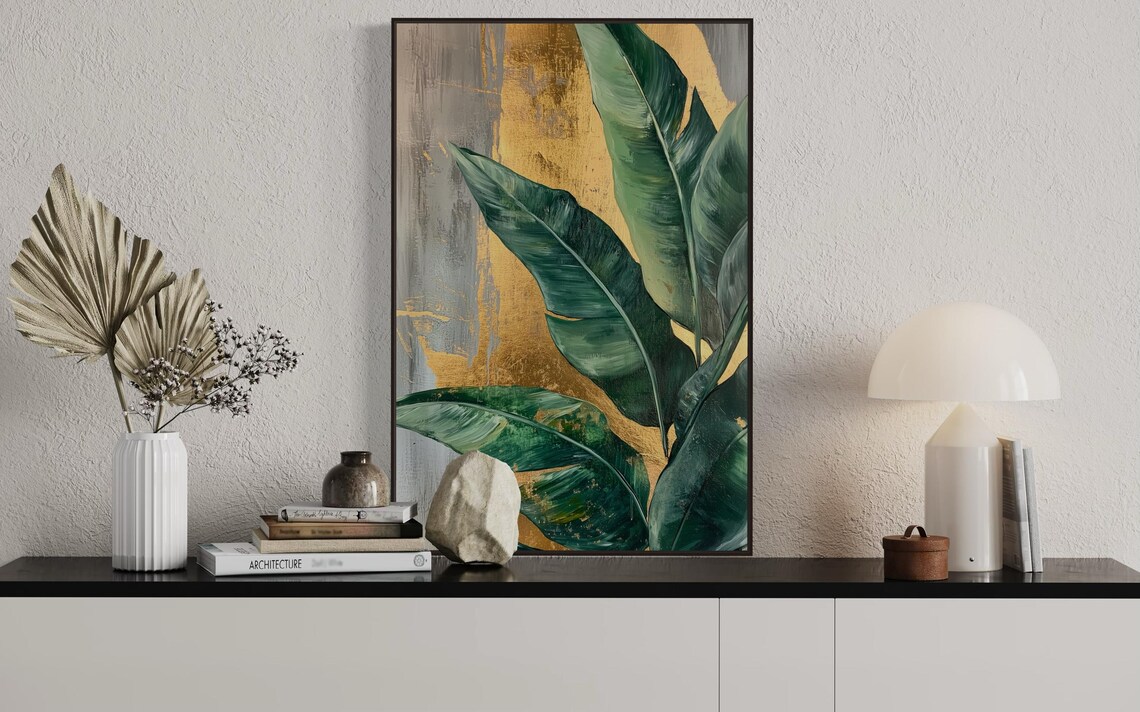 Banana Leaf Art Print, Tropical Botanical Abstract - Image 3