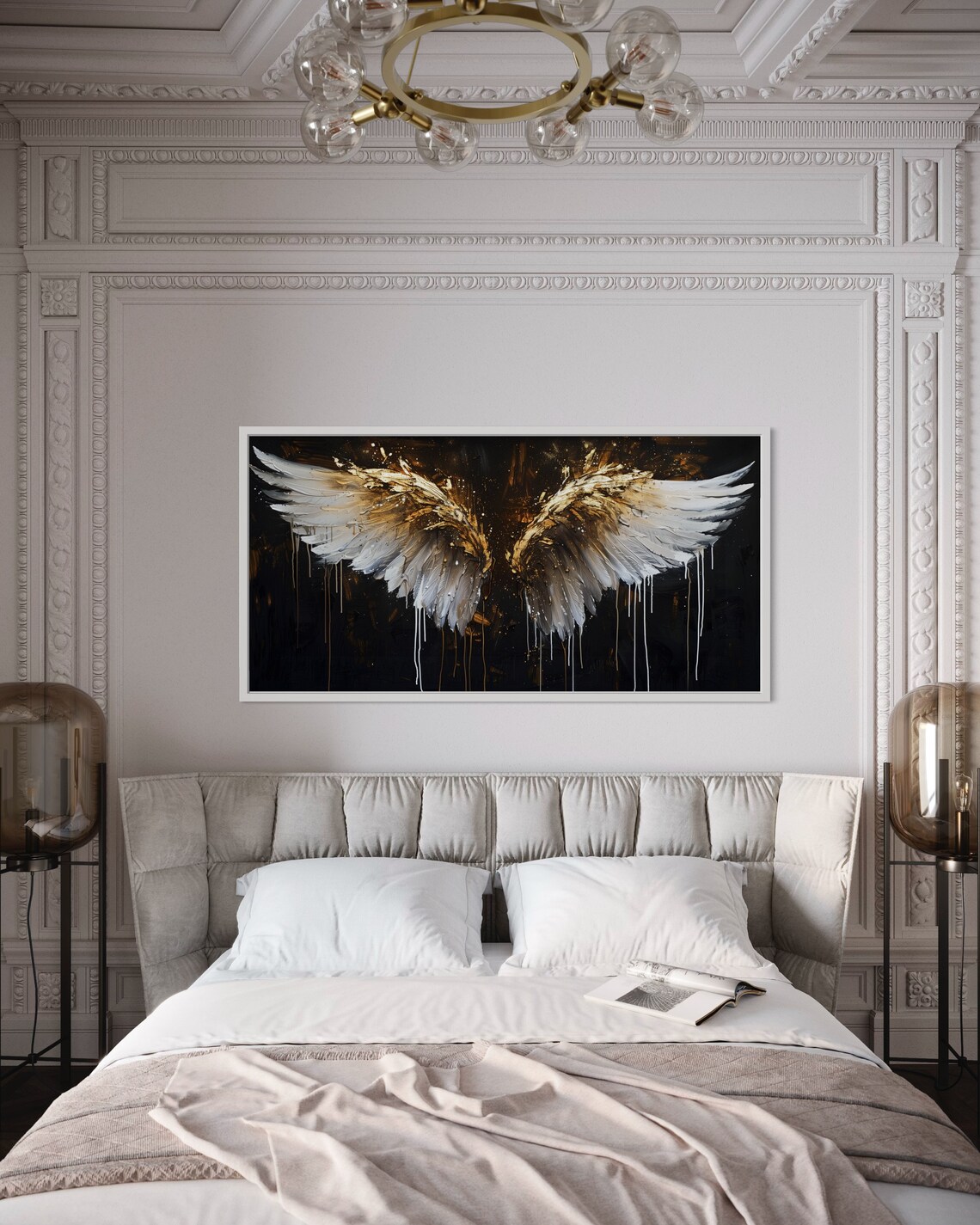 Golden Angel Wings Spiritual Art Print, Coquette Decor - Image 5