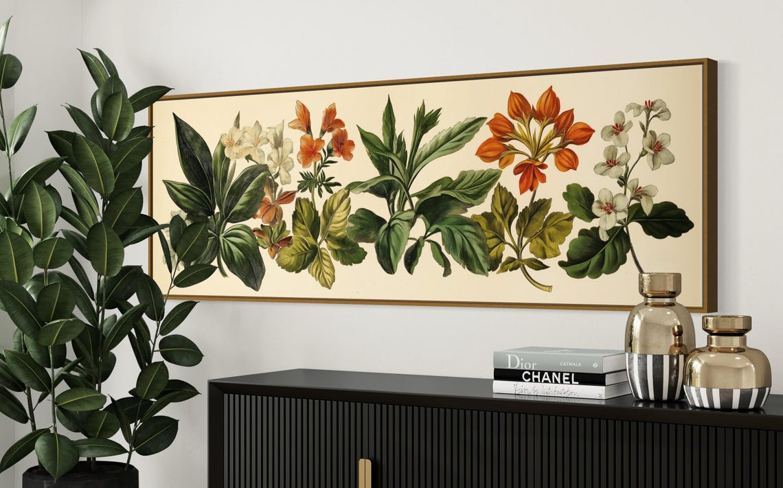 Vintage Botanical Flower Illustration Panoramic Rustic Poster - Image 5