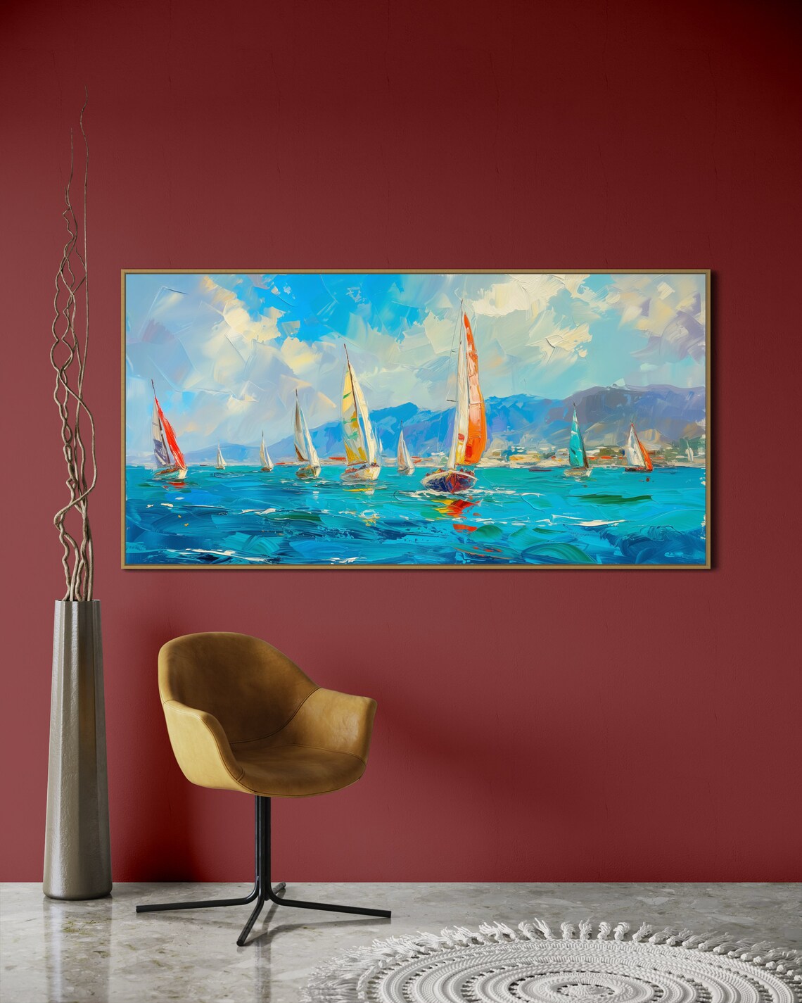 Sailboat Regatta Italian Seascape, Impressionism