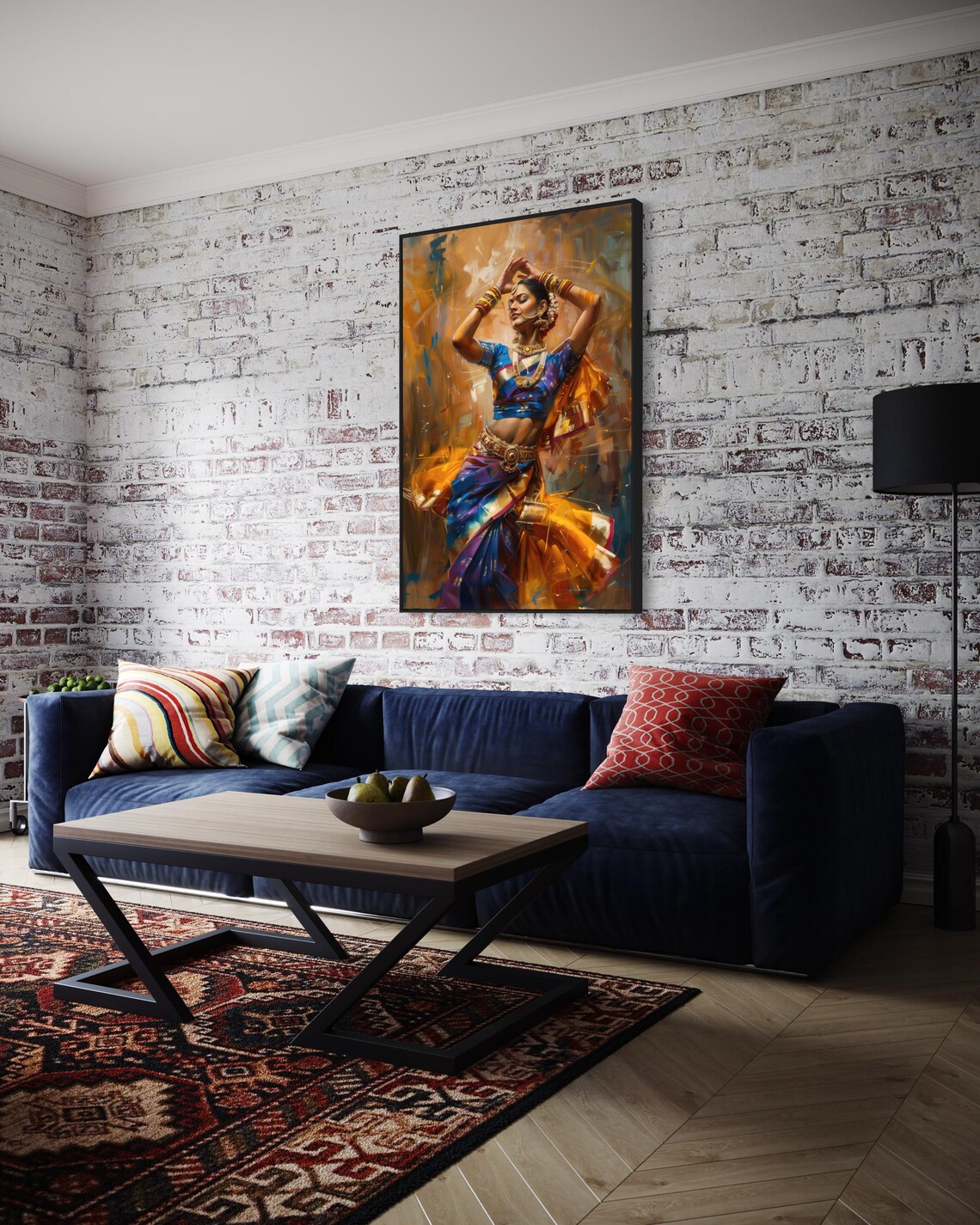 Elegant Indian Dancer Sari Gold Jewelry Expressive Painting Poster - Image 5