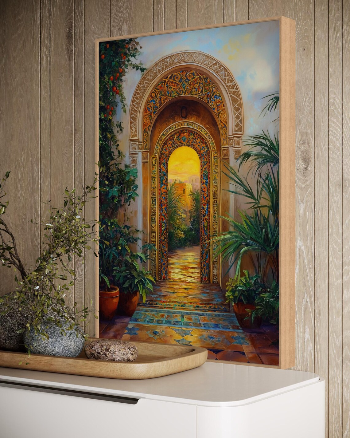 Golden Moroccan Archway, Bohemian Mediterranean Art Print - Image 5