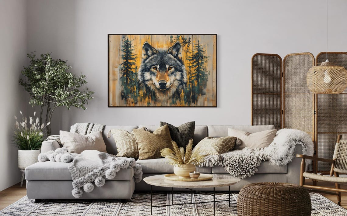Rustic Wolf Wall Art Bold Forest Animal Cozy Cabin Decor Wilderness Inspired Artwork Perfect For Living Room Lodge - Image 5