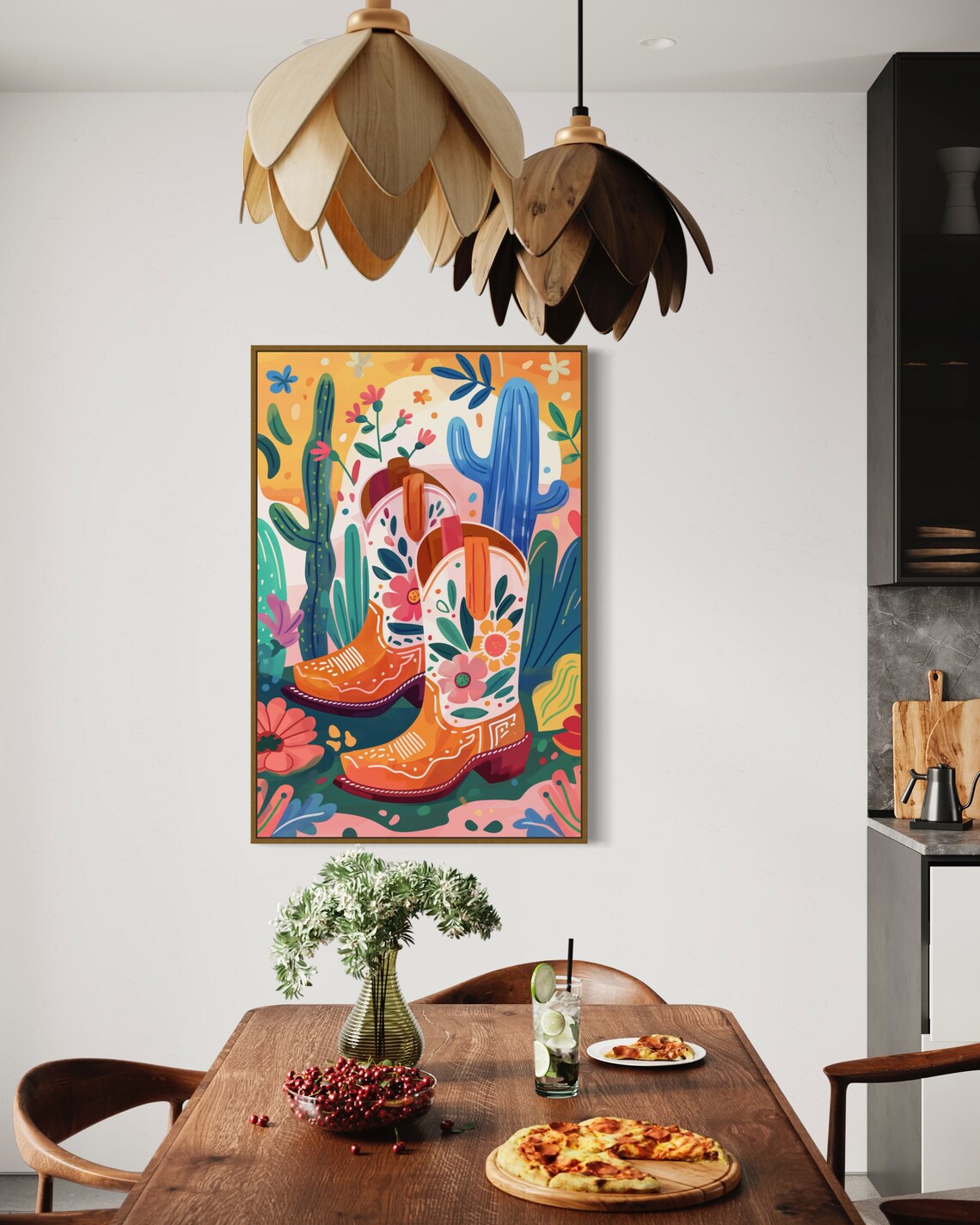 Colorful Cowboy Boots Print Southwestern Art For Home Decor Mexican Painting Poster Perfect Cowgirl Boots Decor And Coquette Room Accent - Image 4