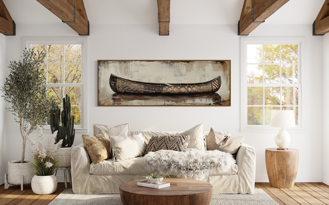 Rustic Canoe Panoramic Art Print, Lake House Decor - Image 4