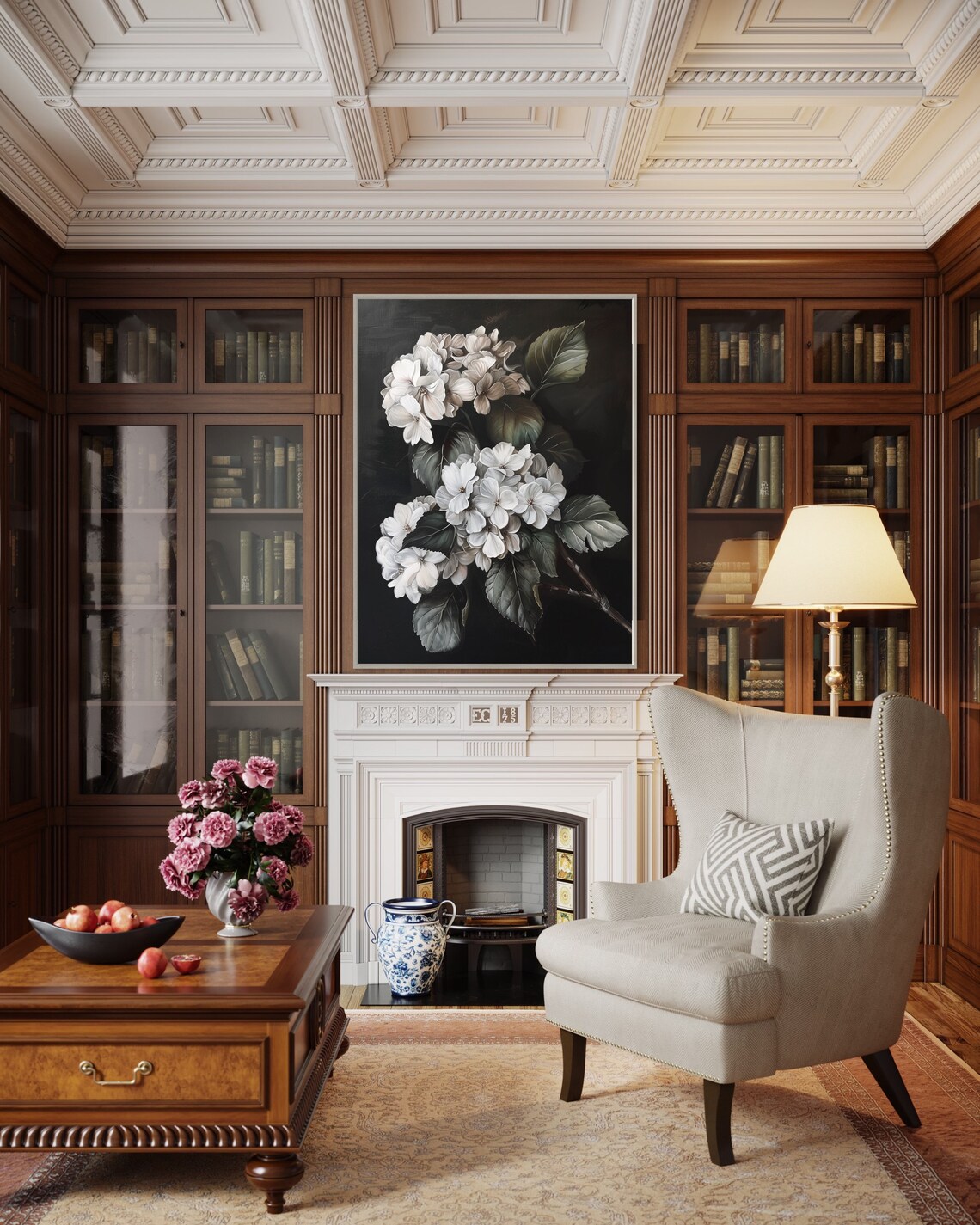 Moody Hydrangea Elegance, Dark Academia Decor - Image 4