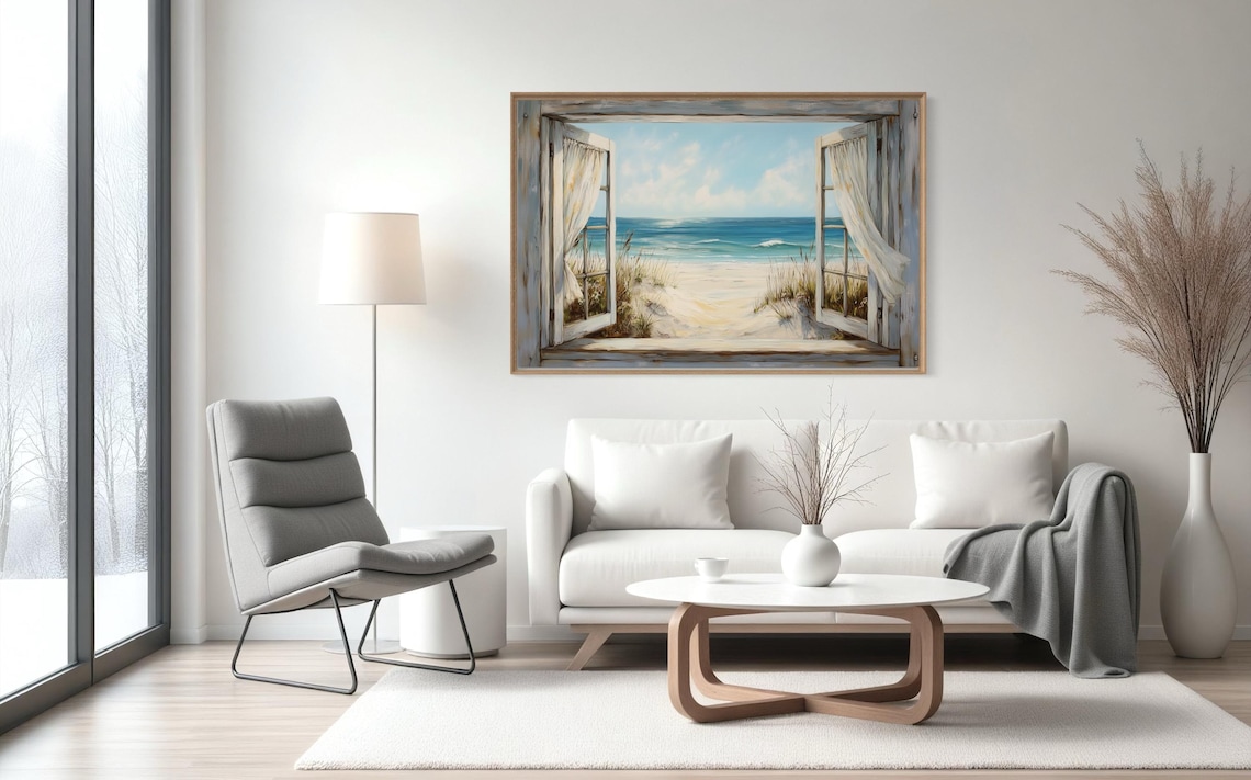 Coastal Window View Seascape Art Print, Nautical Decor - Image 3