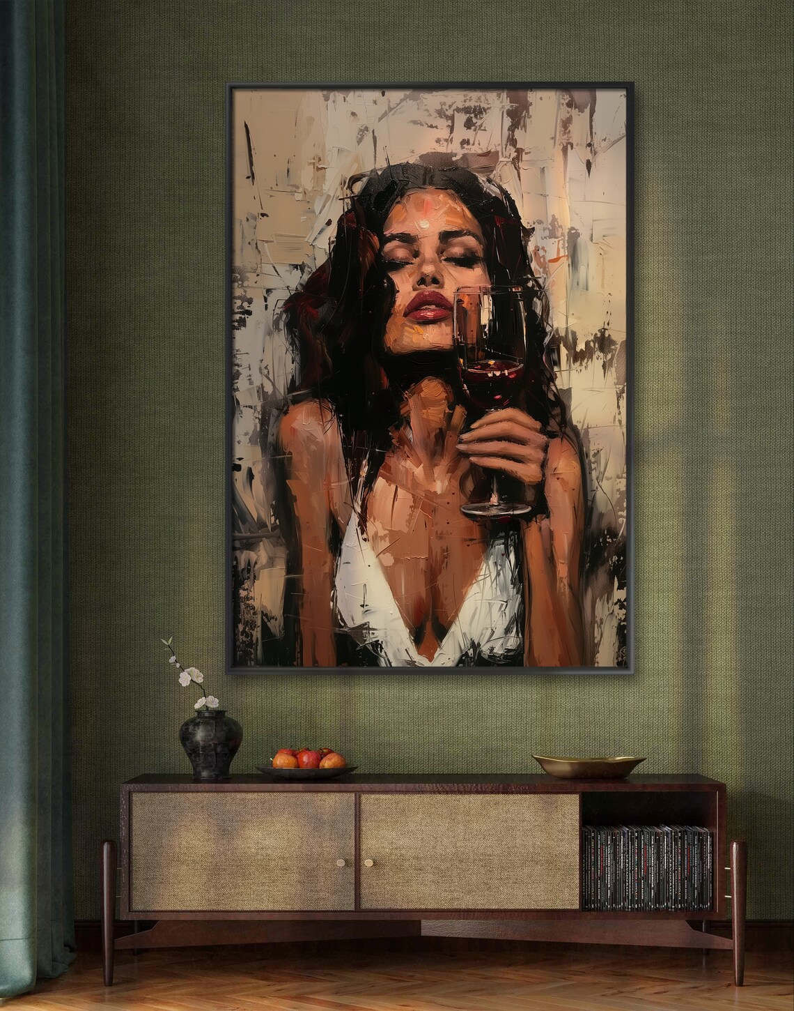 Red Wine Elegance Female Illustration, Art Print - Image 3