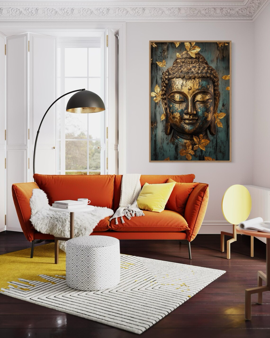 Gold Buddha Autumn Art Print for Yoga Meditation Studio - Image 2