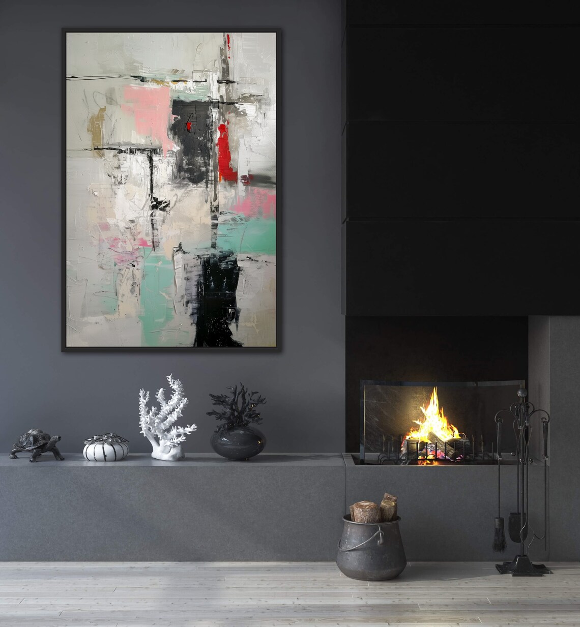 Luxury Abstract Nordic Textured Modern Neutral Colorful Art Poster - Image 5