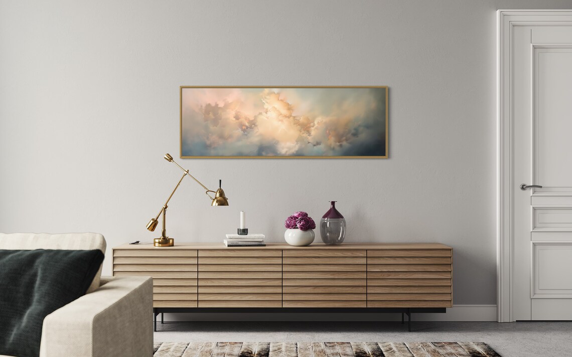 Skyscape Panorama, Gentle Cloud Bedroom Art Print - Image 4