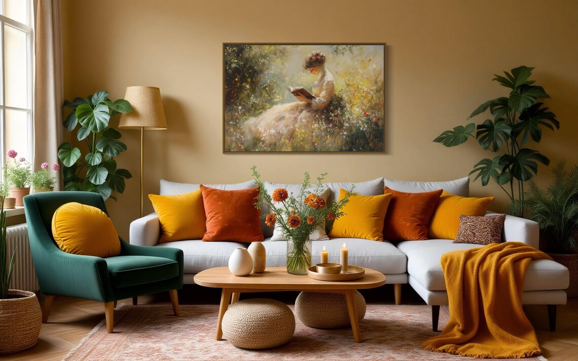 Romantic Lady Reading, Vintage Cottagecore Art Print - Image 4