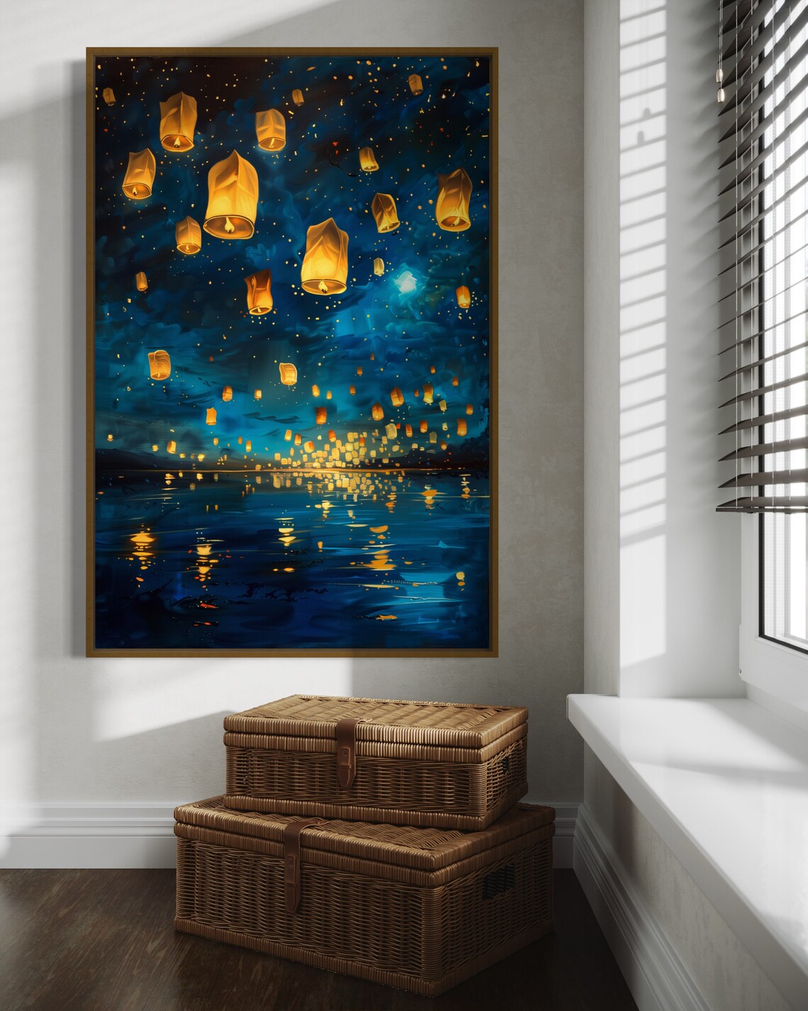 Magical Night Lantern Festival, Fantasy Art Print - Image 5