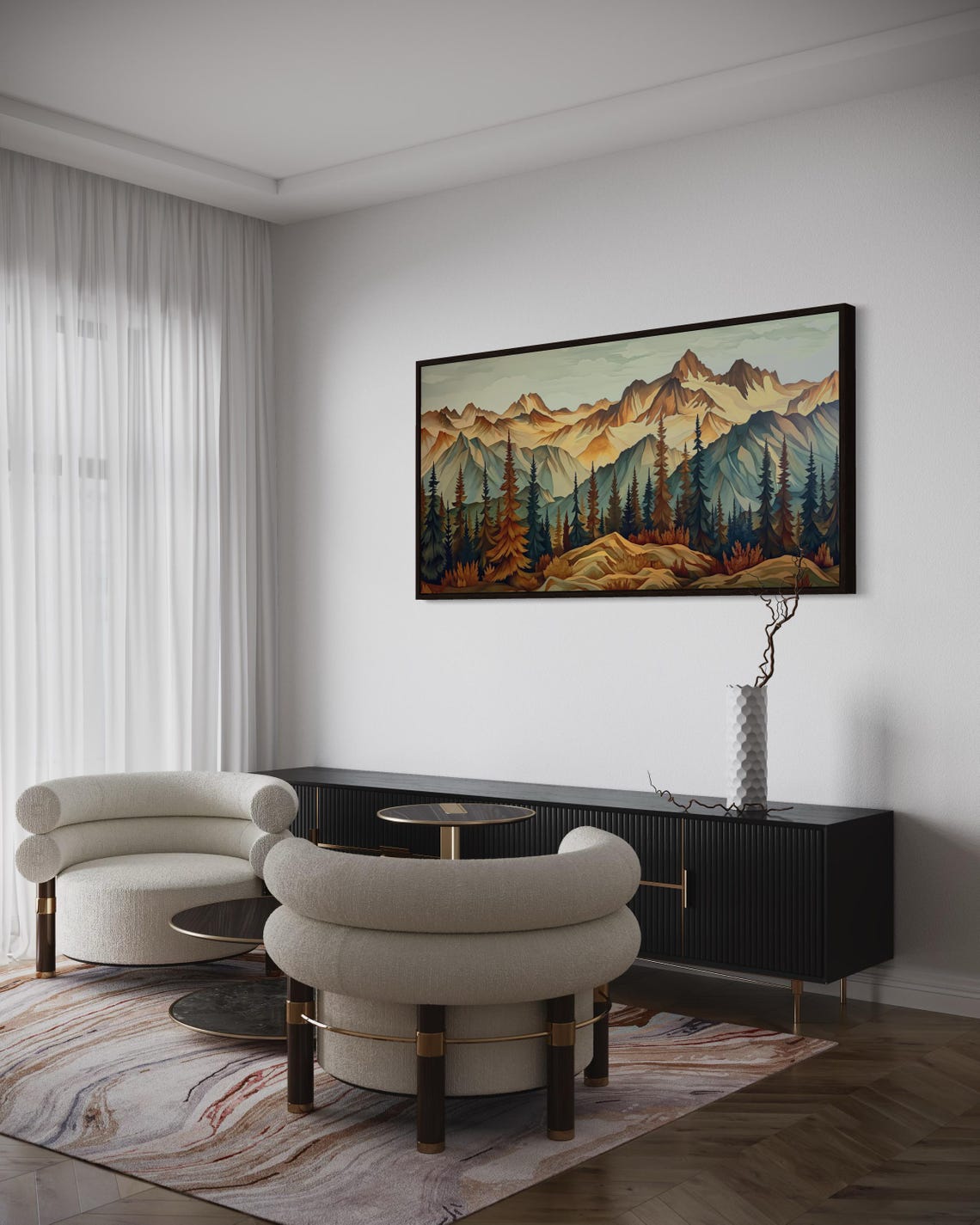 Luxury Mountain Peaks Pine Forest Wilderness Panoramic Art Poster - Image 5
