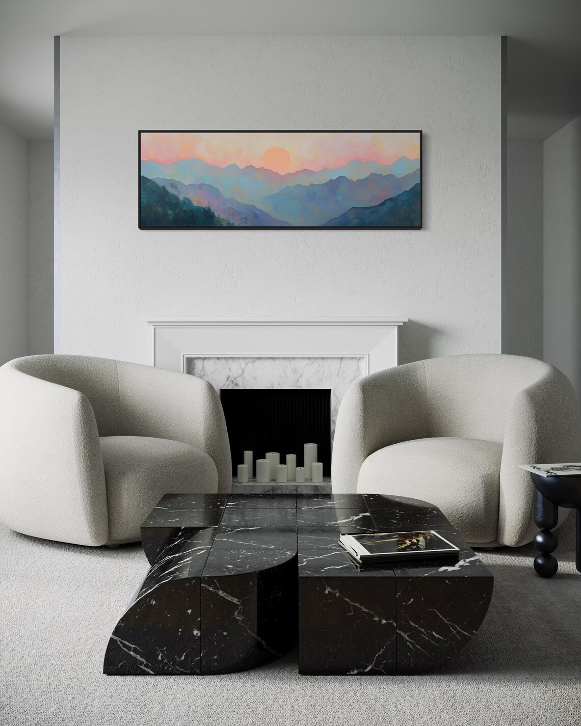 Abstract Mountain Sunrise Misty Landscape Art Print - Image 4