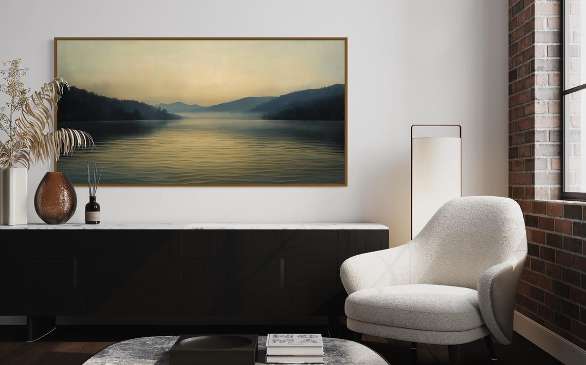 Misty River Wall Art Panoramic Landscape With Golden Light Peaceful Nature Print And Elegant Decor For Calm And Tranquility - Image 4