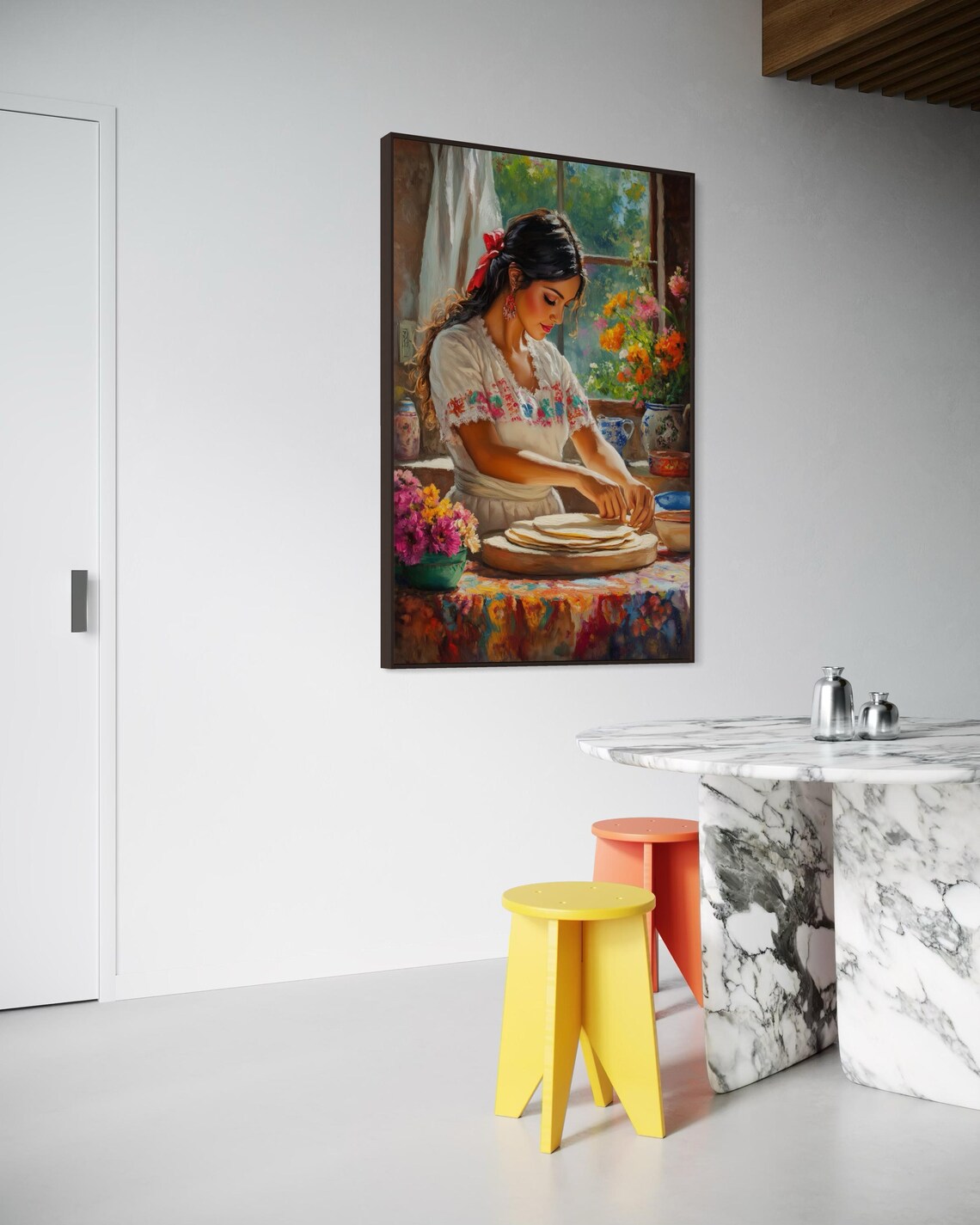Mexican Tortilla Making, Rustic Dining Room Art Print - Image 2