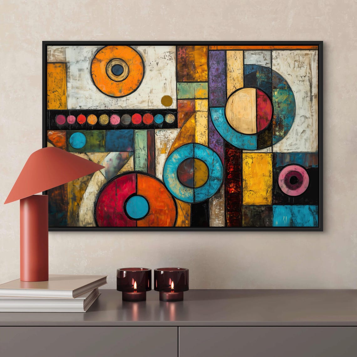 Colorful Abstract Geometric Circles Modernist Art Vibrant Wall Print - Image 5