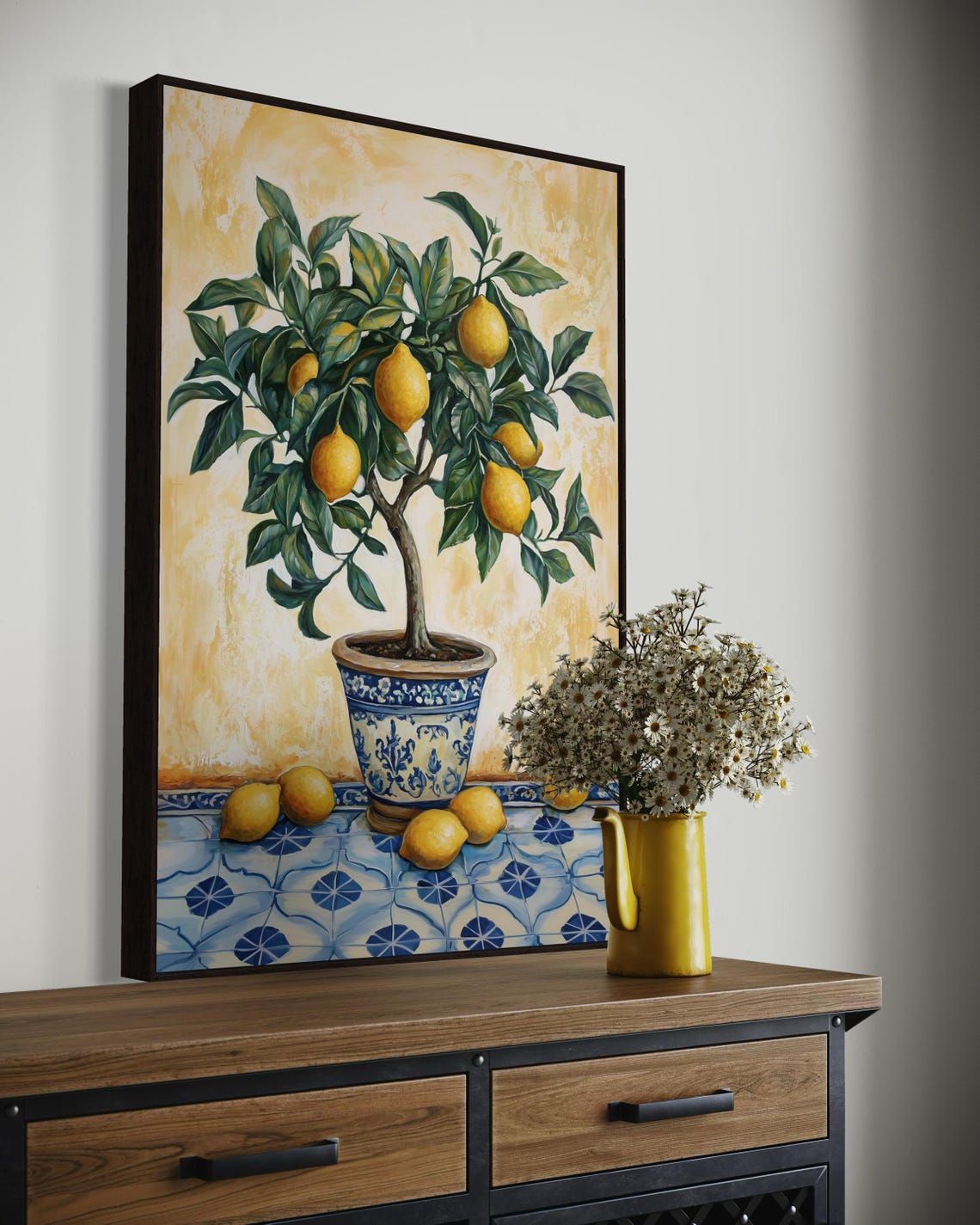 Vibrant Italian Lemon Tree Ceramic Pot Kitchen Mediterranean Art Print - Image 5