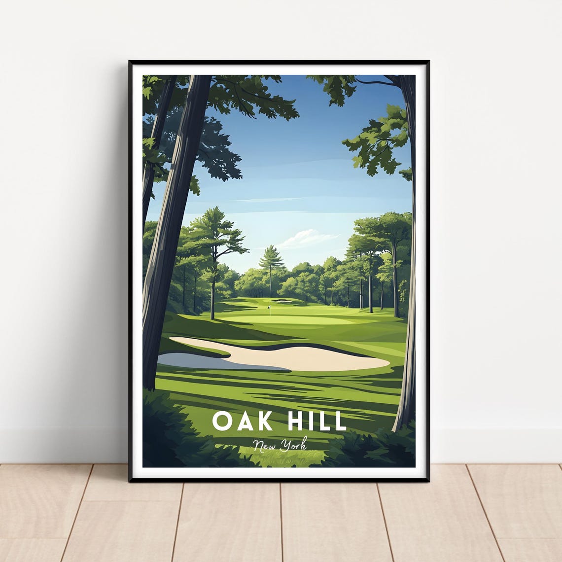 Oak Hill New York Pine Forest Golf Course Vintage Travel Poster
