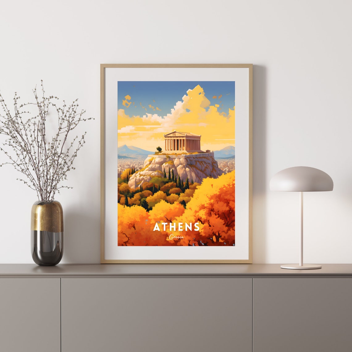 Athens Greece Acropolis Parthenon Golden Autumn Travel Poster - Image 2