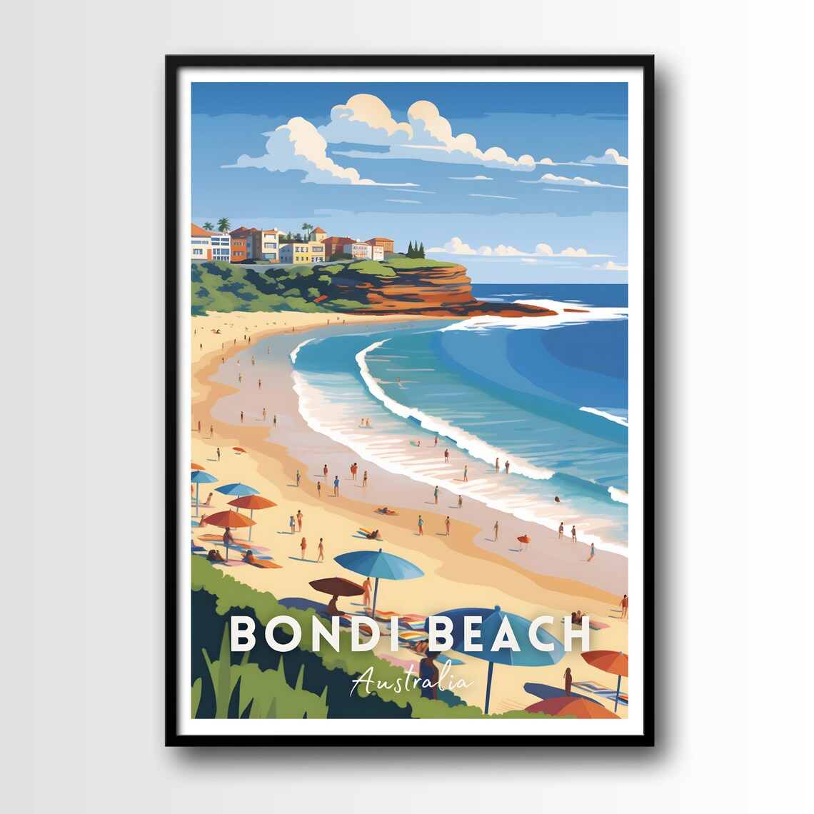 Bondi Beach Australia Surf Waves Sand Coast Summer Travel Poster