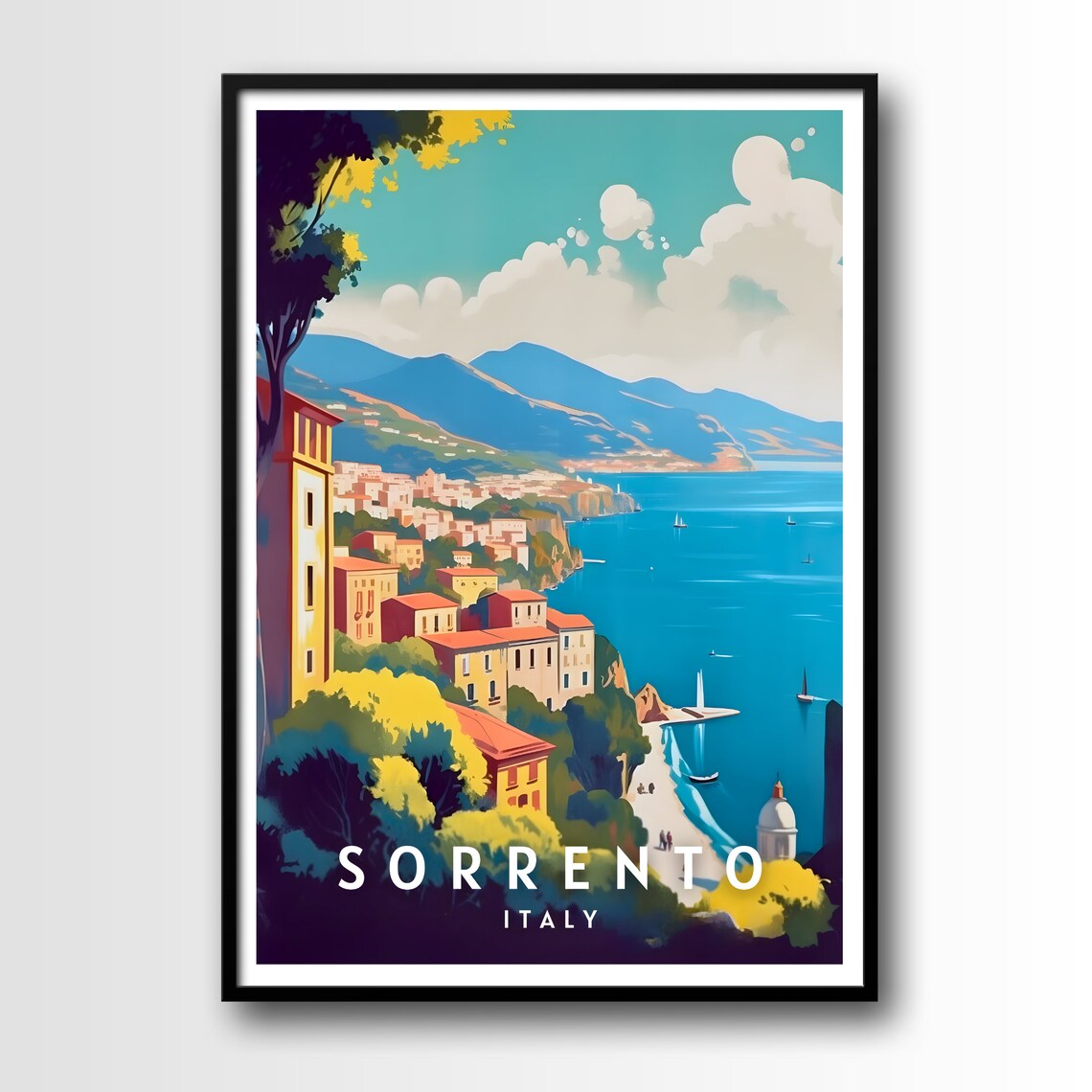 Sorrento Travel Poster, Italy Travel Art Print