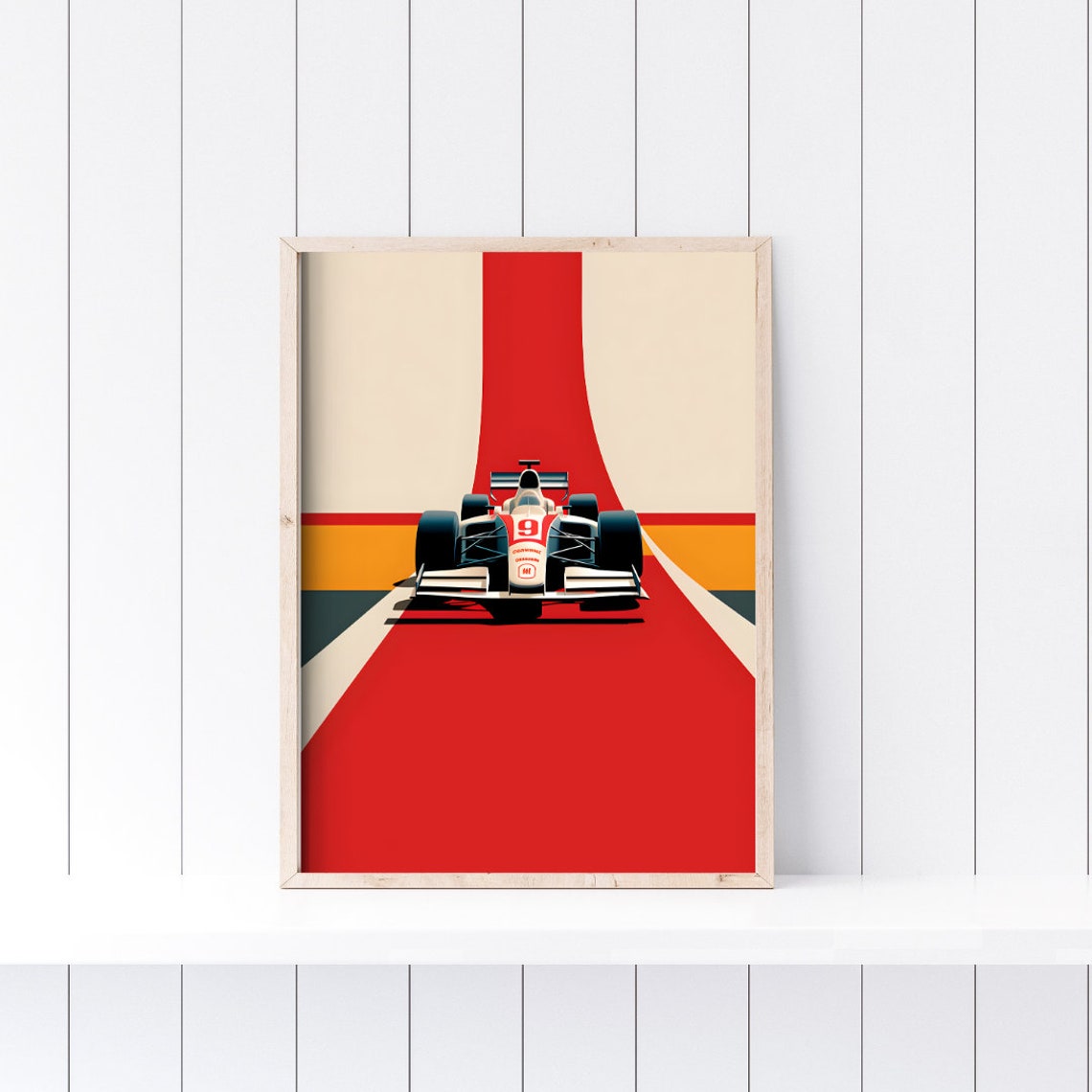 Formula One Red Race Car Front View Retro Motorsport Poster Art - Image 2