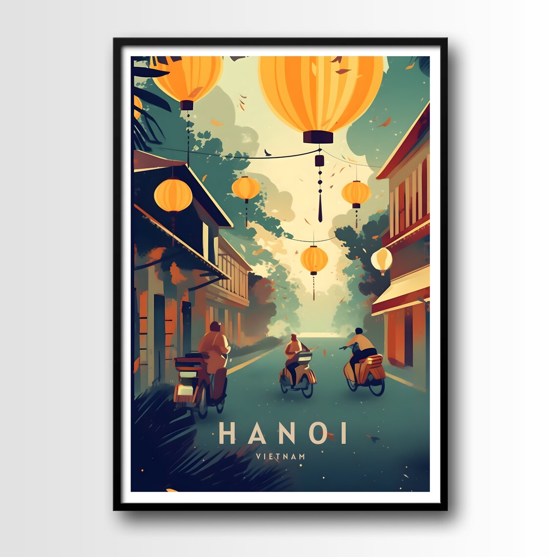 Hanoi Travel Poster, Vietnam Travel Art Print