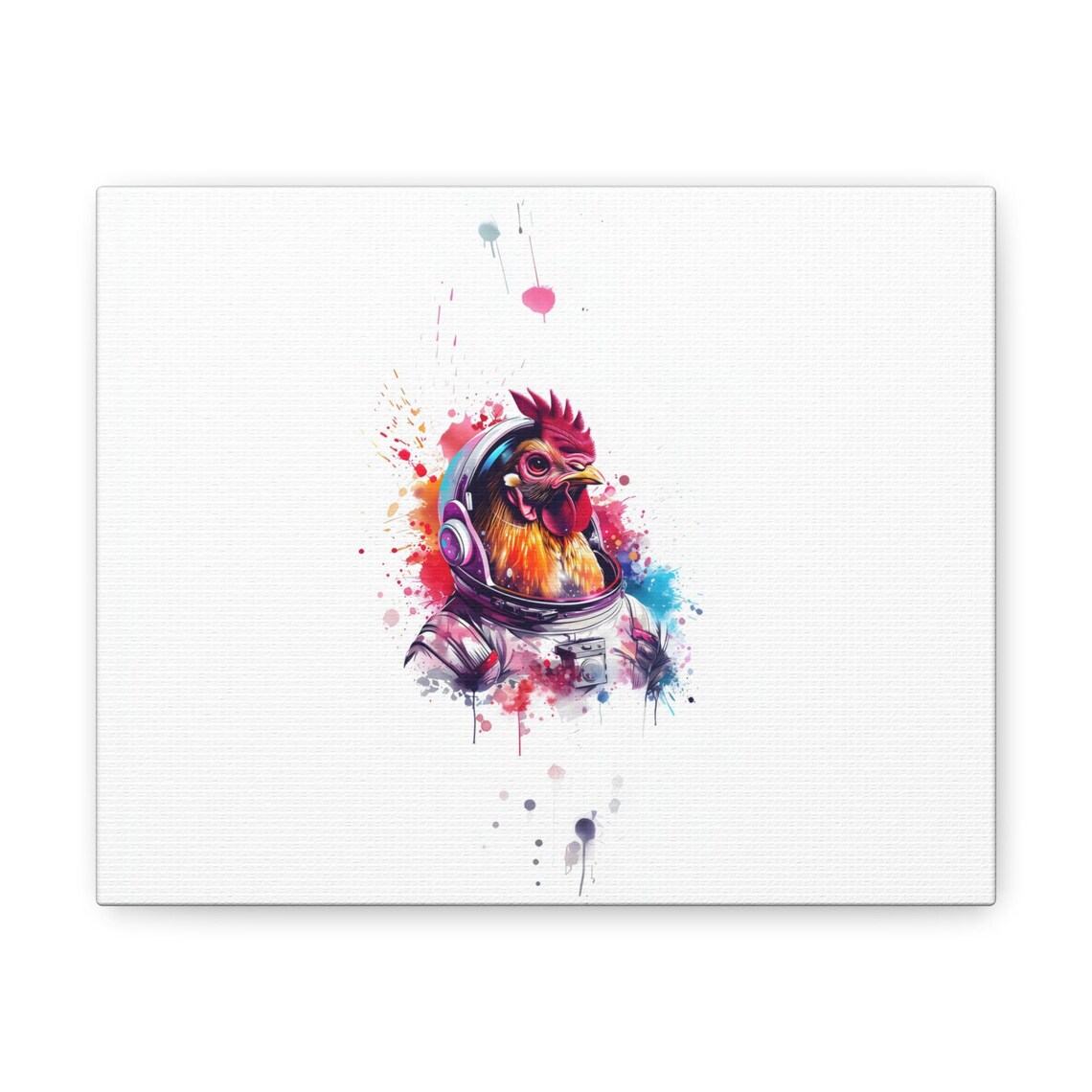 Rooster Astronaut Watercolor Red Comb Space Suit Animal Art Poster - Image 4