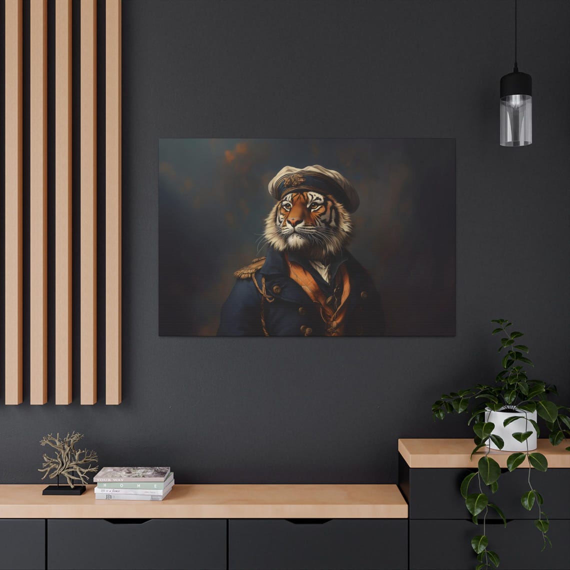 Proud Tiger in Victorian Sailor Captain Uniform Portrait Poster - Image 2