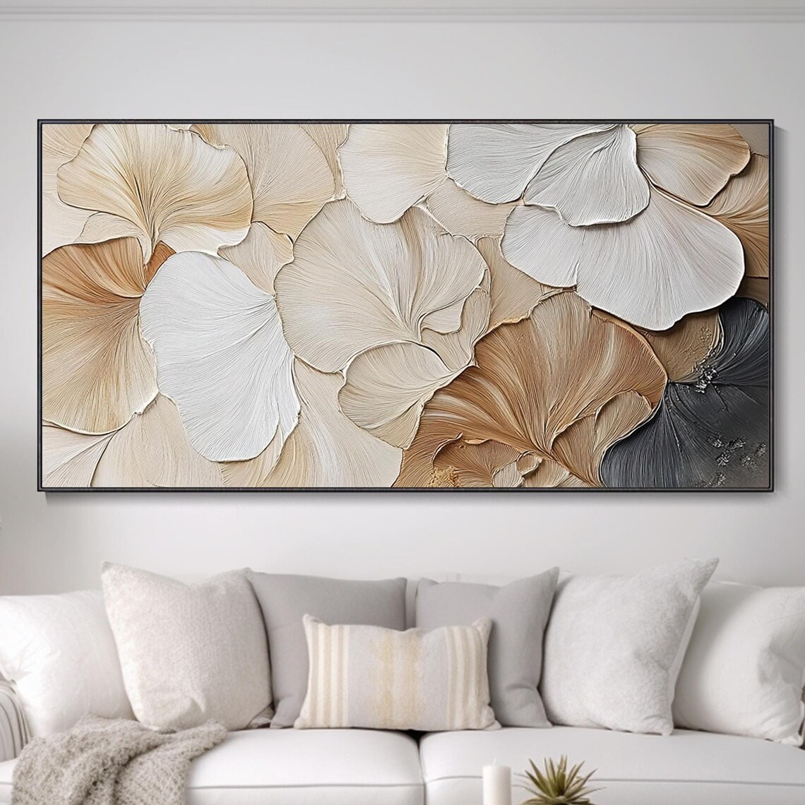 Abstract Floral Oil Painting, Neutral Art Print