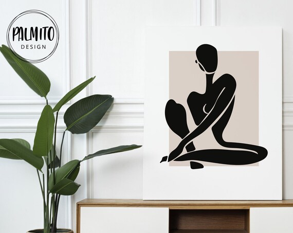 Abstract Henri Matisse Wall Art Of A Nude Womans Body In Neutral Tones Modern Home Wall From A Museum Exhibition Poster