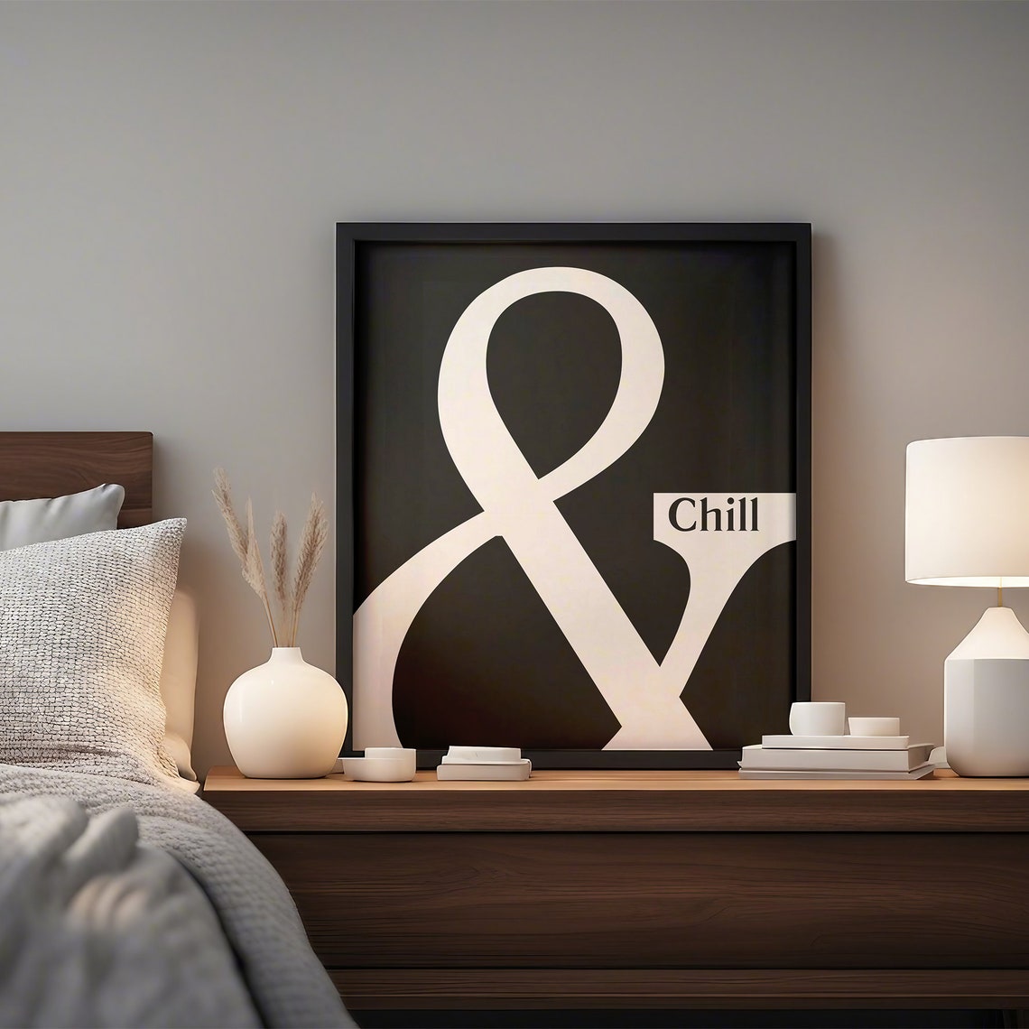 Ampersand And Chill Bold Typography Black Minimalist Art Poster - Image 4