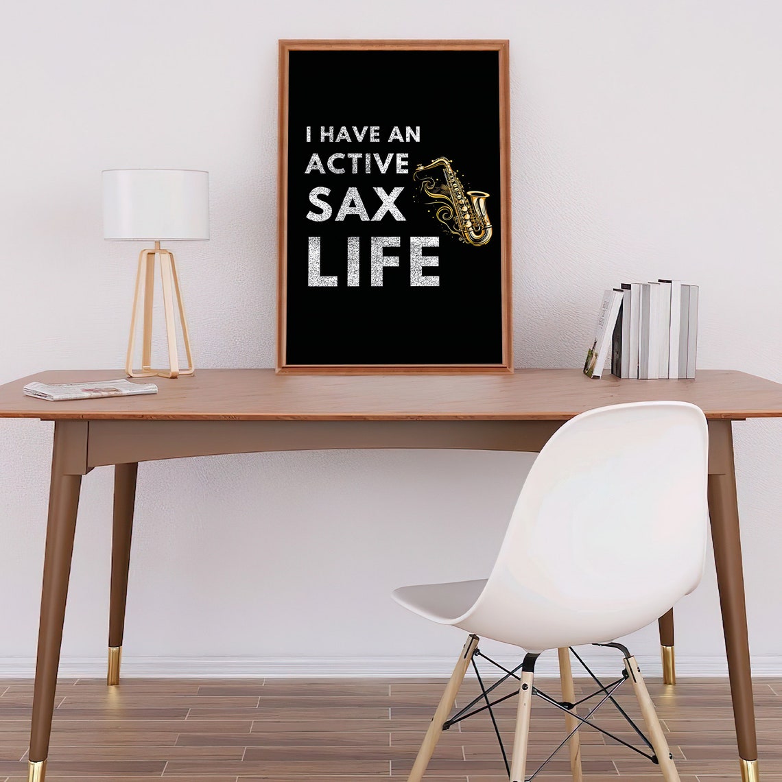 I Have An Active Sax Life Black Gold Funny Saxophone Art Poster - Image 4