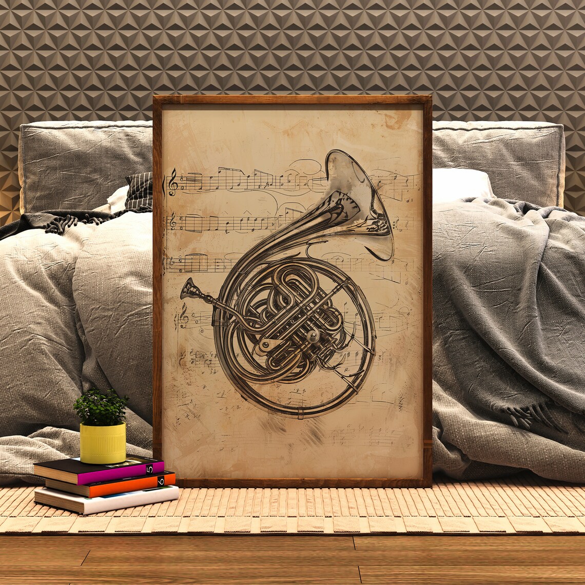 French Horn Vintage Music Poster, Music Room Decor - Image 4