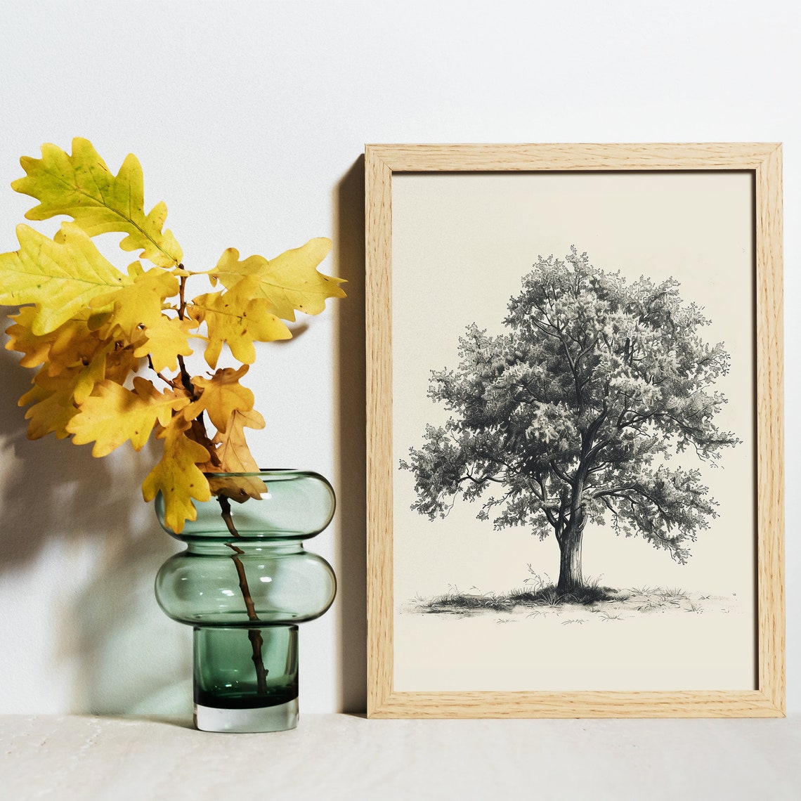 Vintage Tree Sketch Nature Print Drawing Tree Neutral Wall Art Antique Drawing Of Tree Antique Rustic Tree Sketch Art Artwork Tree Print - Image 3