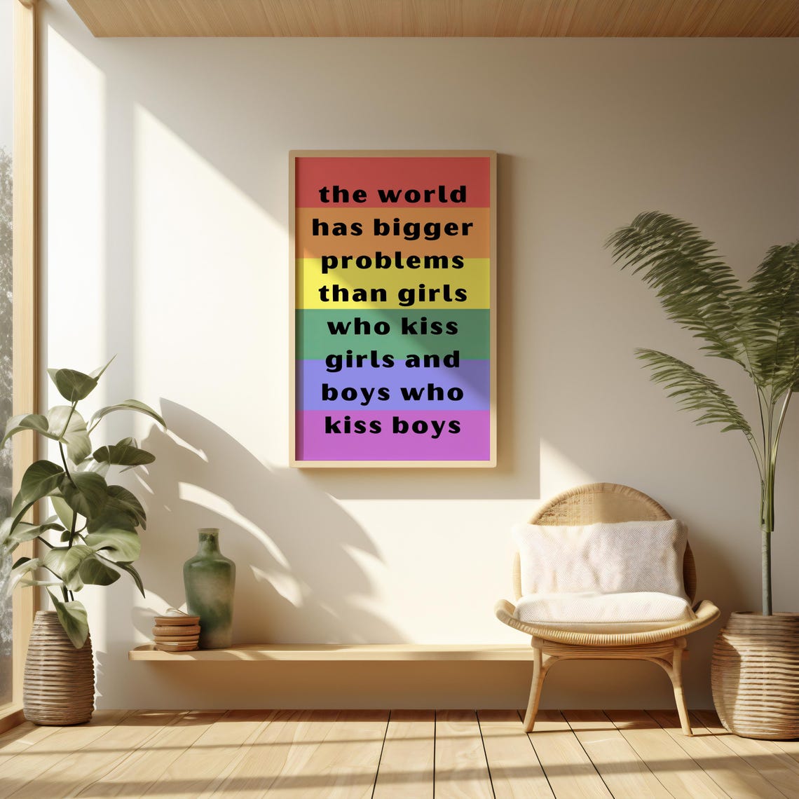 LGBTQ Rainbow Pride Quote The World Has Bigger Problems Poster - Image 3