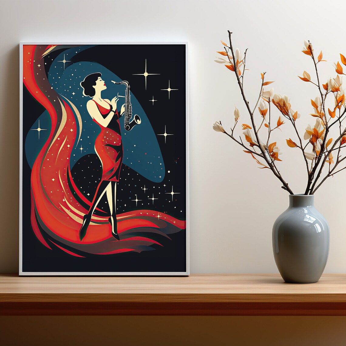 Saxophone Poster Vintage Music Poster Woman Saxophone Poster Jazz Poster Saxophone Wall Art Music Lover Gift Retro Music Poster - Image 6