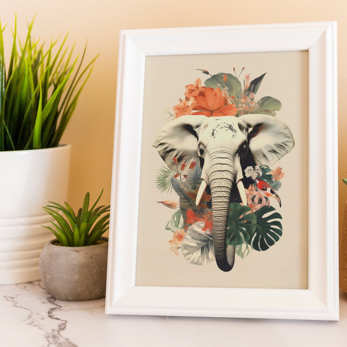 Elephant With Flowers Abstract Poster Collage - Image 5