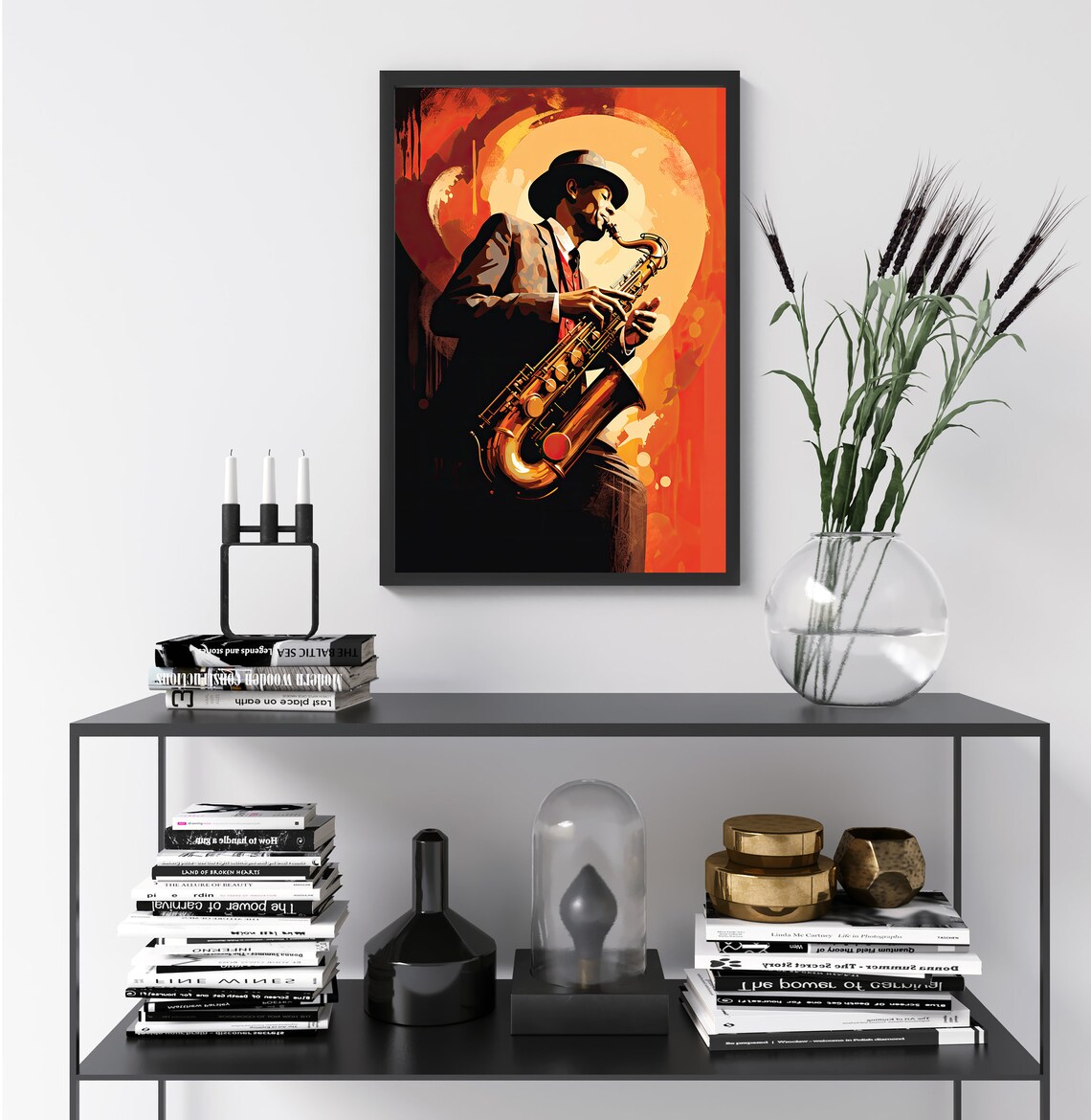 Saxophone Poster, Retro Jazz Music Art Print - Image 2