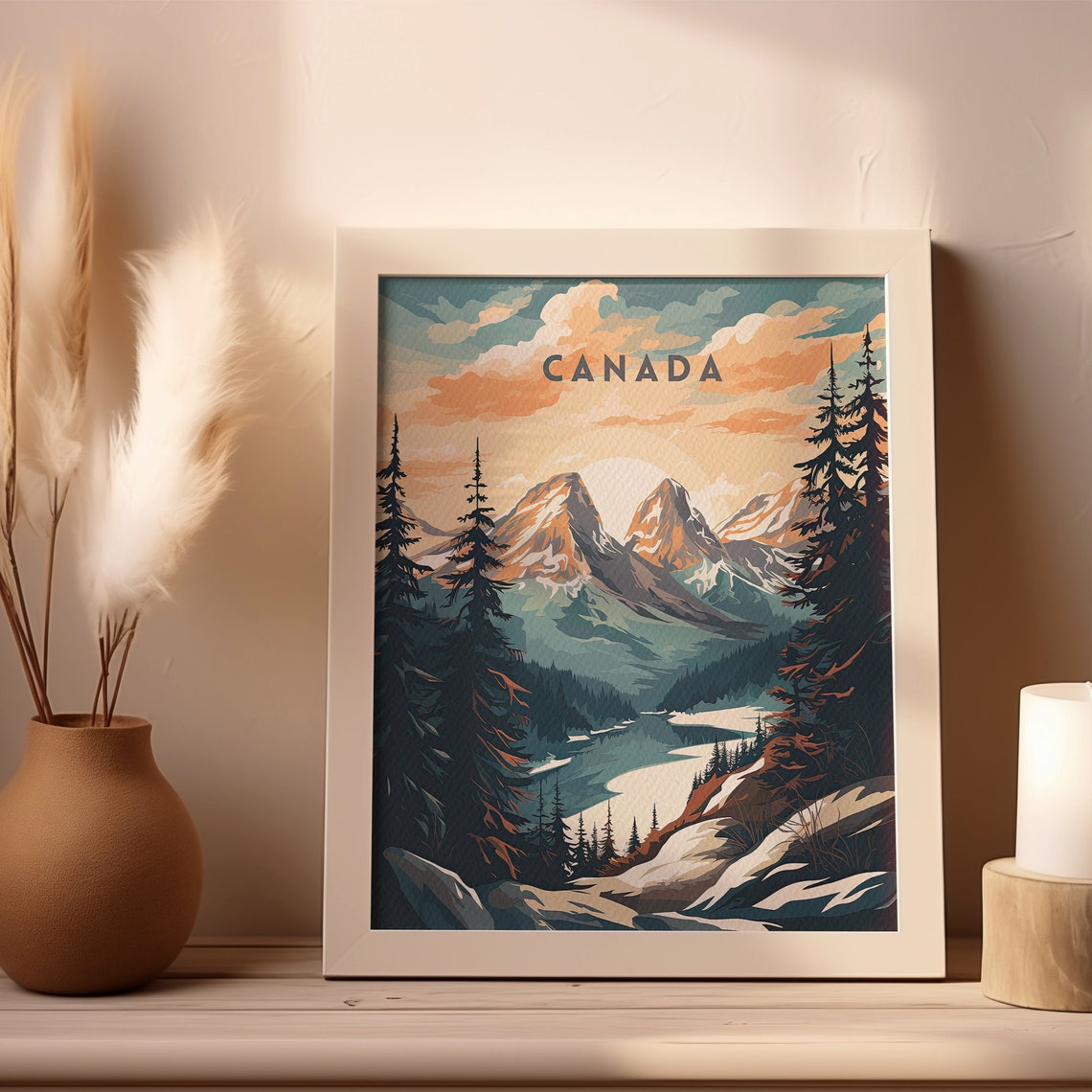 Canada Vintage Travel Mountain Lake Pine Forest Scene Poster - Image 6