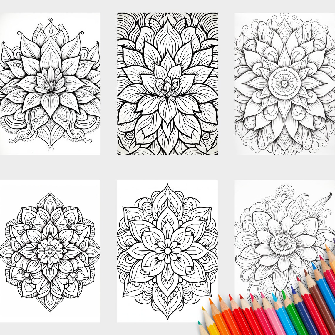 Mandala 15 Intricate Floral Coloring Pages for Adults Relaxation Print - Image 5
