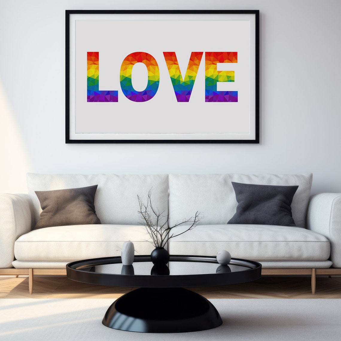 Love Rainbow Geometric Letters Pride Colorful Typography Poster - Image 2